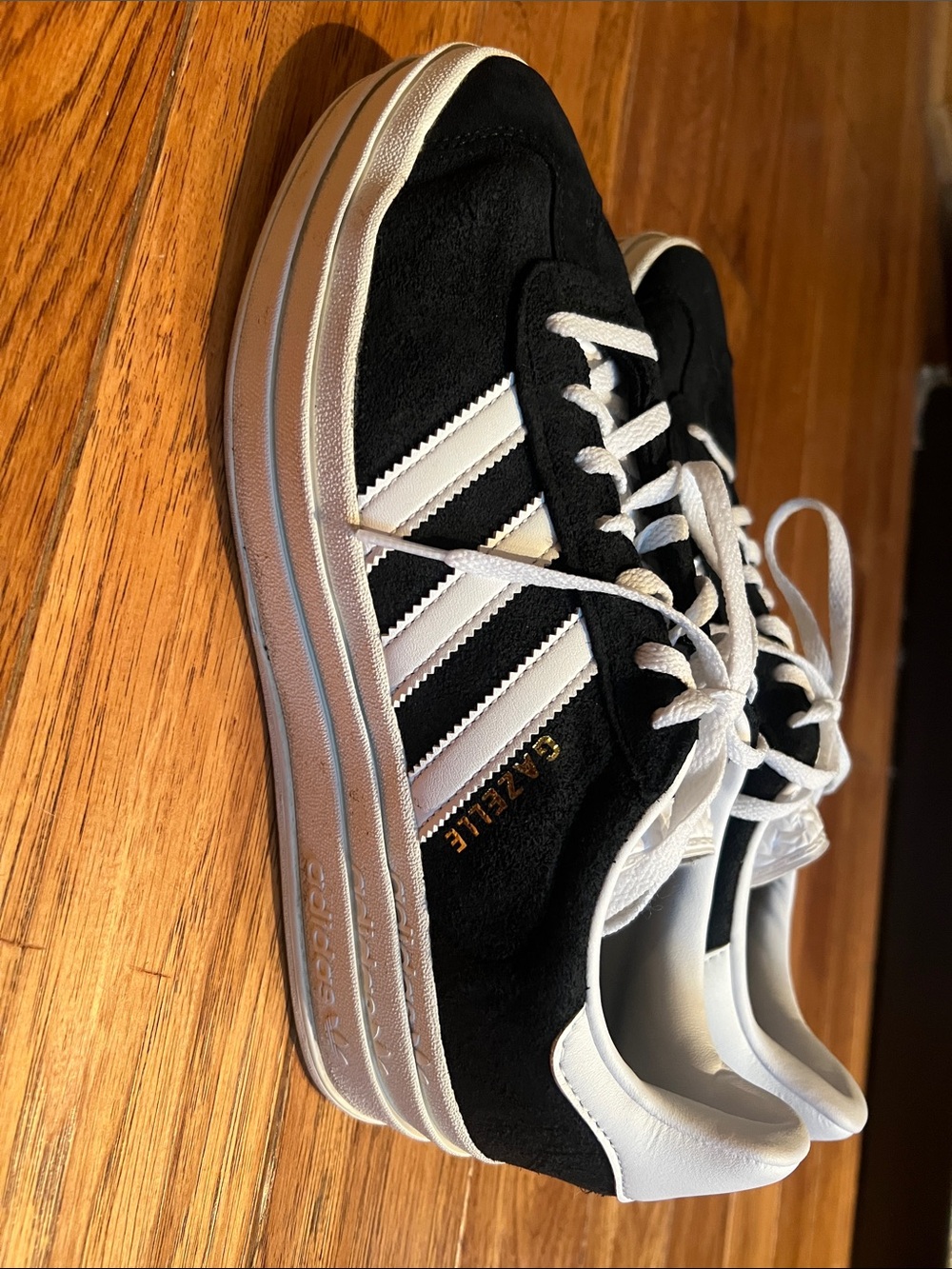 adidas Black and White Suede Platform Sneakers
